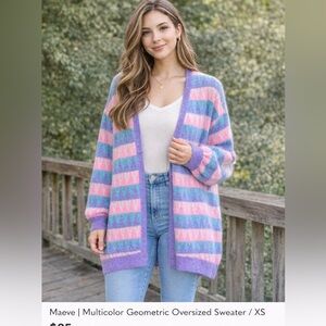 Maeve / Multicolor Geometric Oversized Sweater / XS